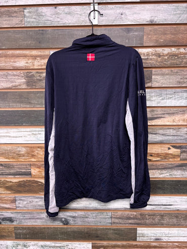 USED Kastel Denmark Longsleeve Sun Shirt Medium Red/Blue/White