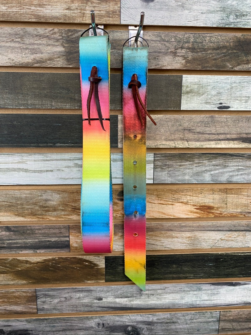 USED  Latigo and Off Billet Set  Rainbow