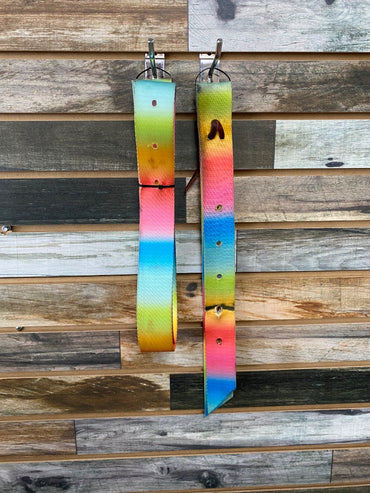 USED  Latigo and Off Billet Set  Rainbow