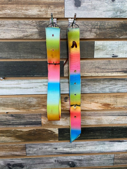 USED  Latigo and Off Billet Set  Rainbow