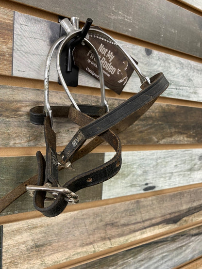 USED Golden Horseshoe Equestrian Ladies English Spurs Short Shank With Straps Medium Silver/Black