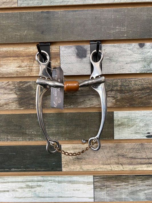 USED Golden Horseshoe Equestrian Loose Cheek Bit with Roller 5” Silver/Copper