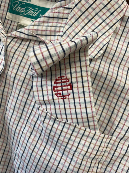 USED Vanteal Shirt Co Long Sleeve Button Down 14/36 White/Blue/Gold/Pink