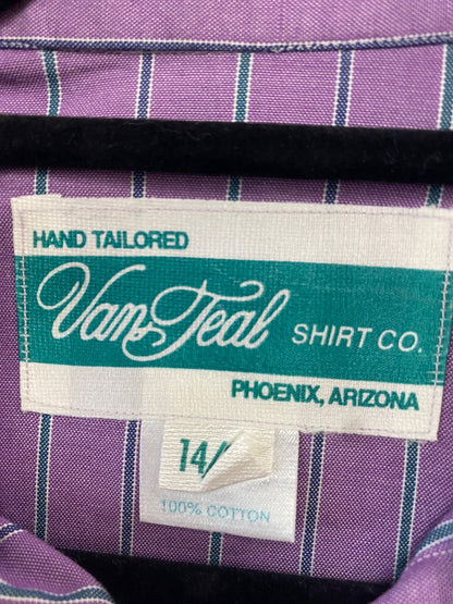 USED Vanteal Shirt Co Long Sleeve Button Down 14/36 Purple/Blue