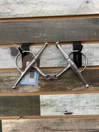 USED Golden Horseshoe Equestrian Full Cheek Double Jointed Snaffle 4 1/2” Silver