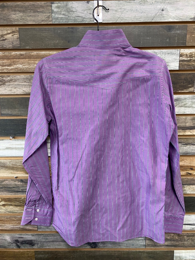USED Vanteal Shirt Co Long Sleeve Button Down 14/36 Purple/Blue