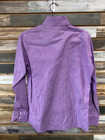 USED Vanteal Shirt Co Long Sleeve Button Down 14/36 Purple/Blue
