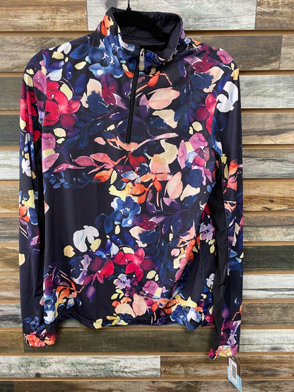 USED Black & Purple Floral Kastel Denmark Sunshirt Womens Large