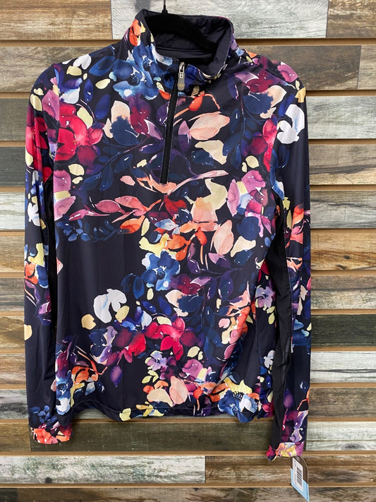 USED Black & Purple Floral Kastel Denmark Sunshirt Womens Large