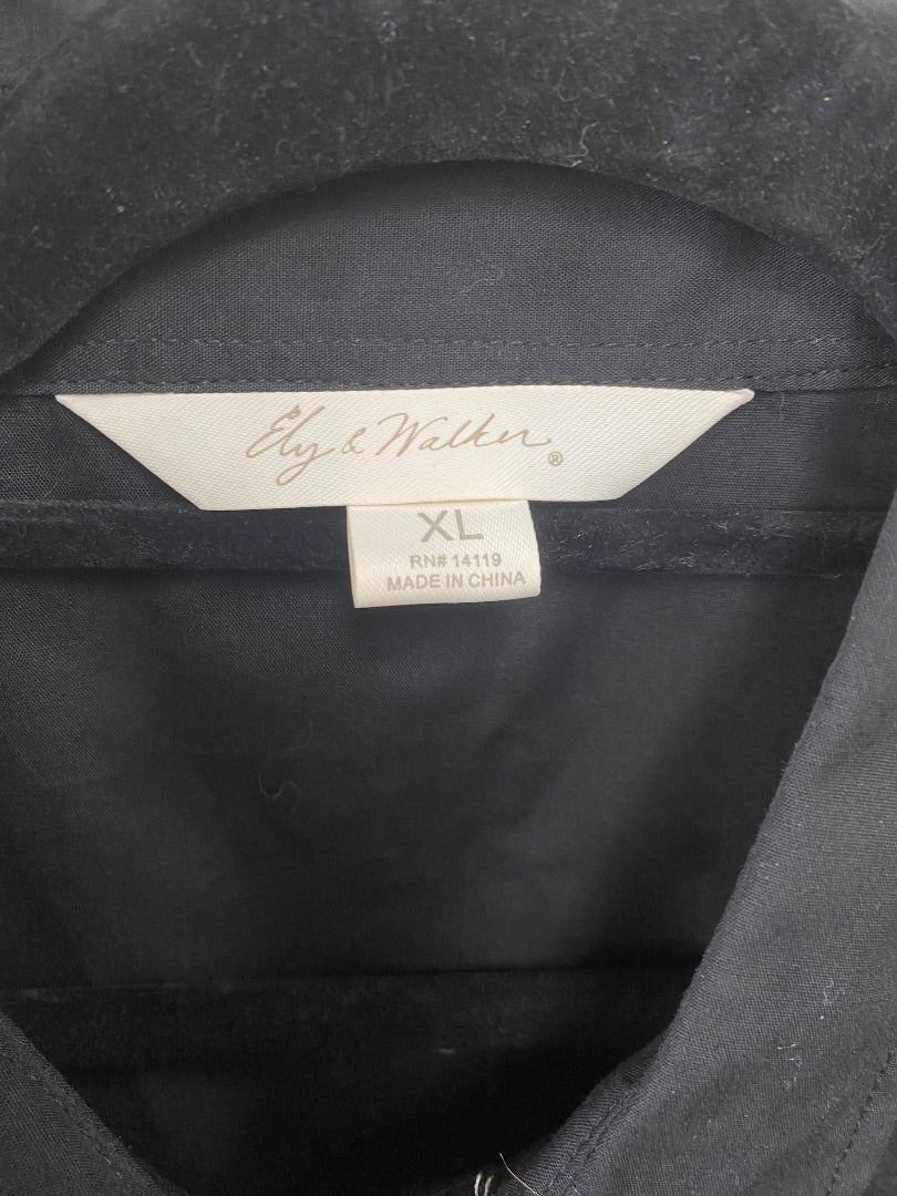 NWT Ladies Western Show Top Long Sleeve XL Black w White Yoke