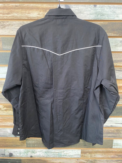 NWT Ladies Western Show Top Long Sleeve XL Black w White Yoke
