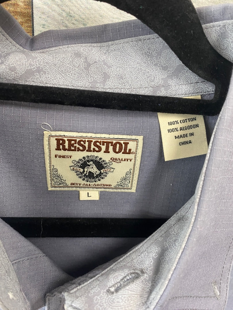 USED Resistol Men's Western Top Long Sleeve Large Grey