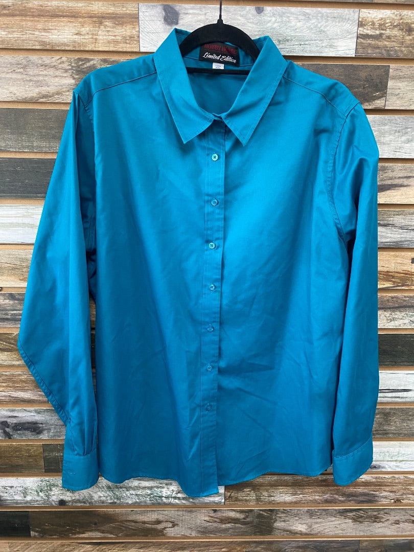 USED  Ladies Western Long Sleeve Show Shirt XXL Teal