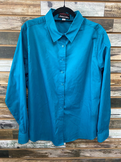 USED  Ladies Western Long Sleeve Show Shirt XXL Teal