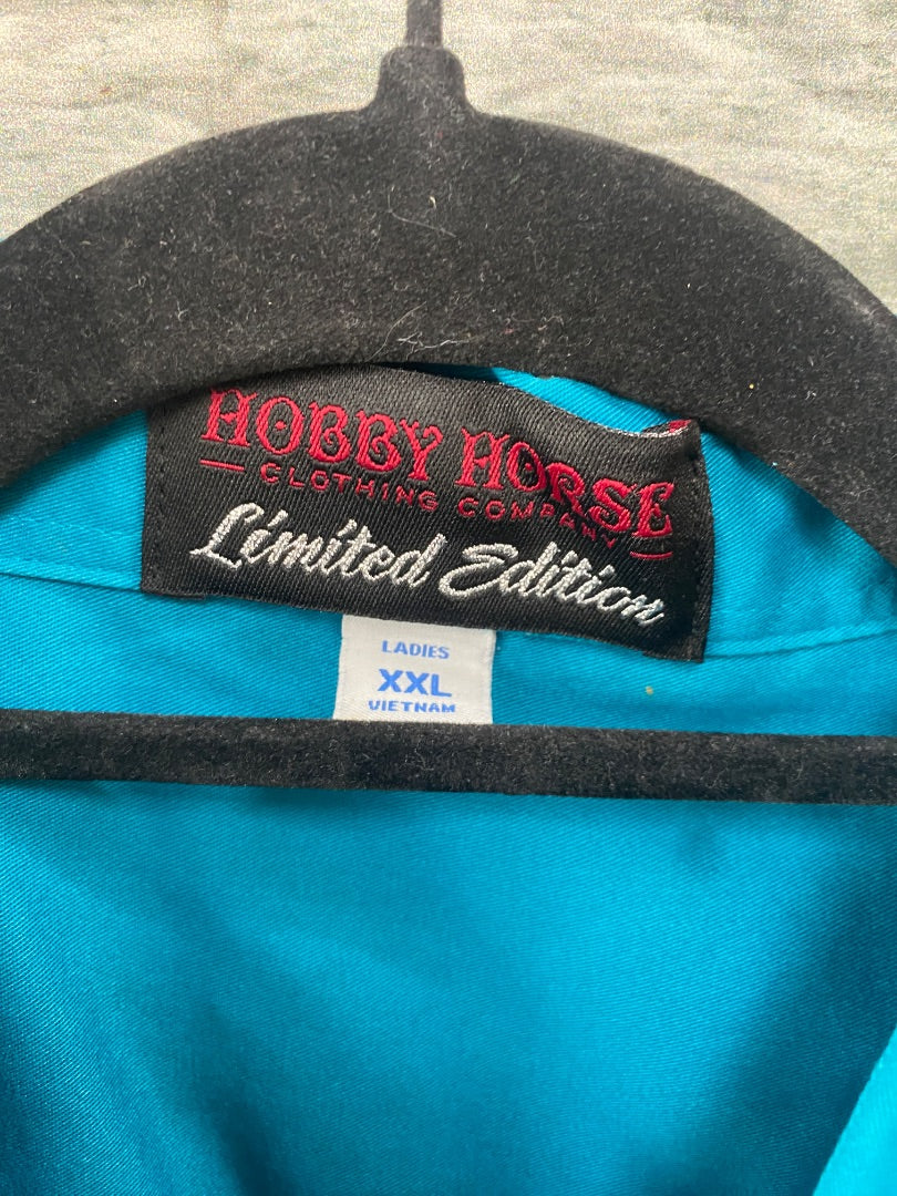 USED  Ladies Western Long Sleeve Show Shirt XXL Teal