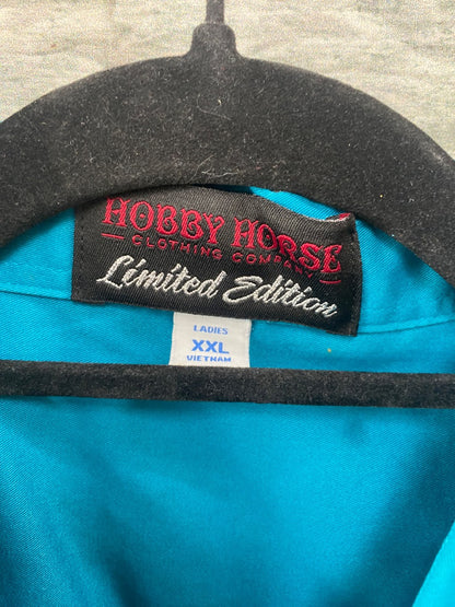 USED  Ladies Western Long Sleeve Show Shirt XXL Teal