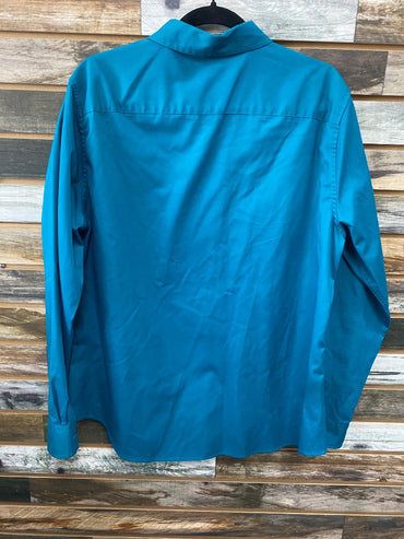 USED  Ladies Western Long Sleeve Show Shirt XXL Teal