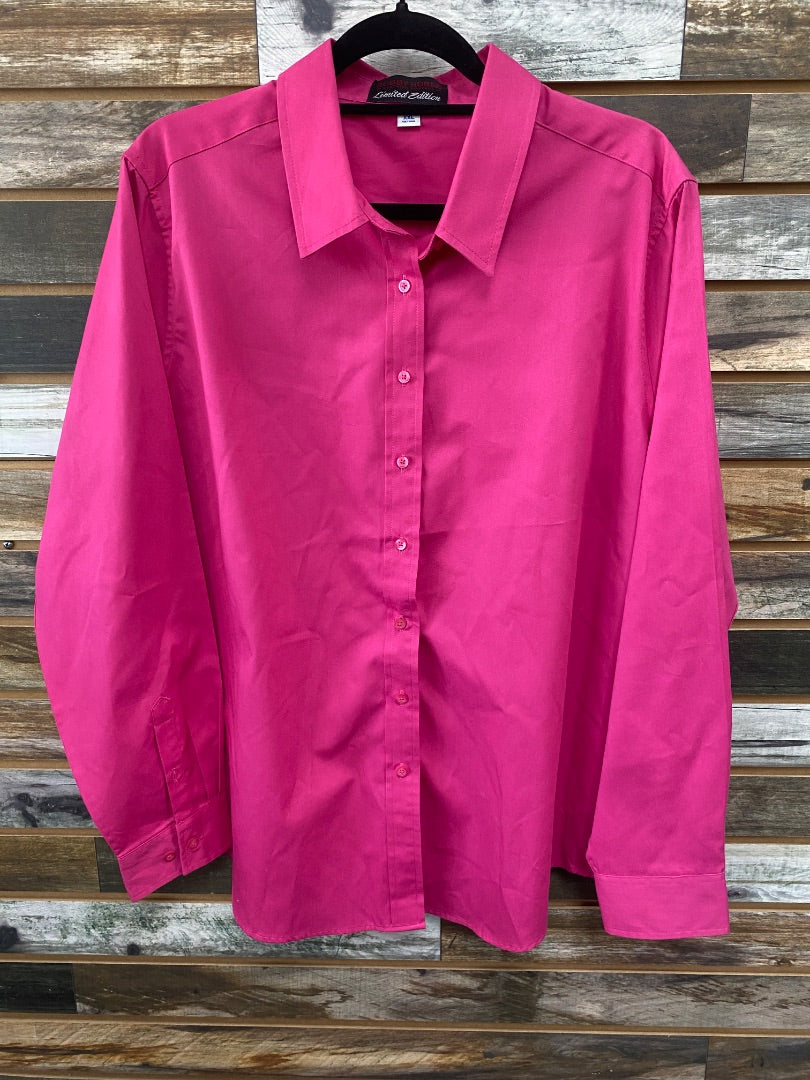 USED Hobby Horse Ladies Western Long Sleeve Show Shirt XXL Pink