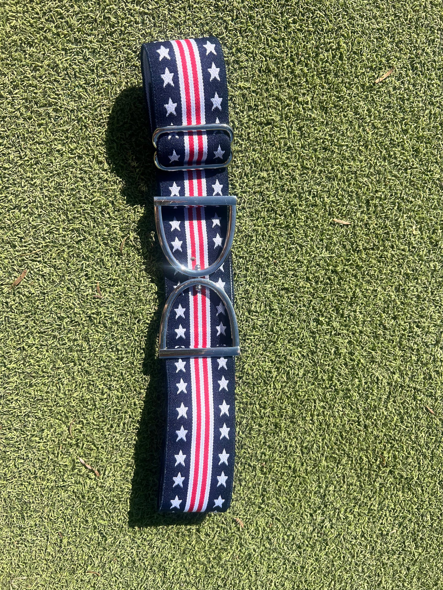 Stirrup belt buckle with America flag adjustable ￼