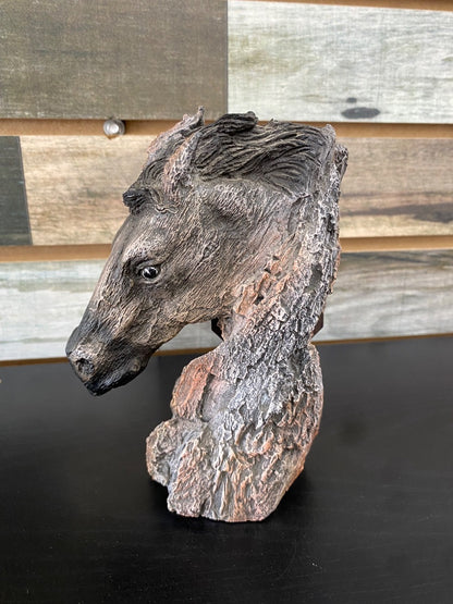 USED  Wood Texture Horse Head Statue