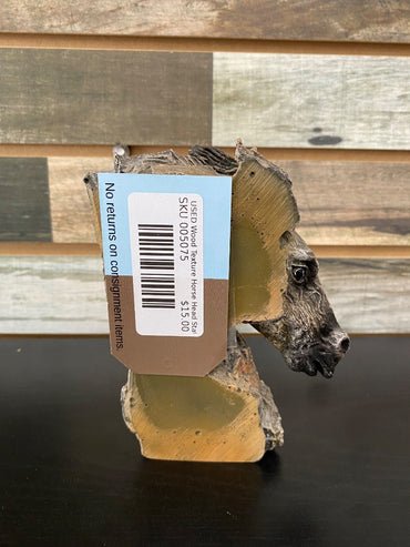 USED  Wood Texture Horse Head Statue