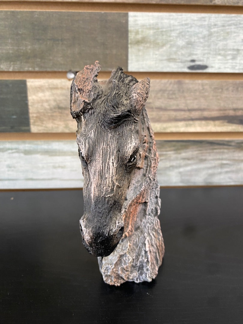 USED  Wood Texture Horse Head Statue