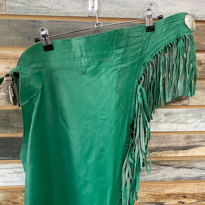 USED  Ladies Western Chaps with Fringe XL Green
