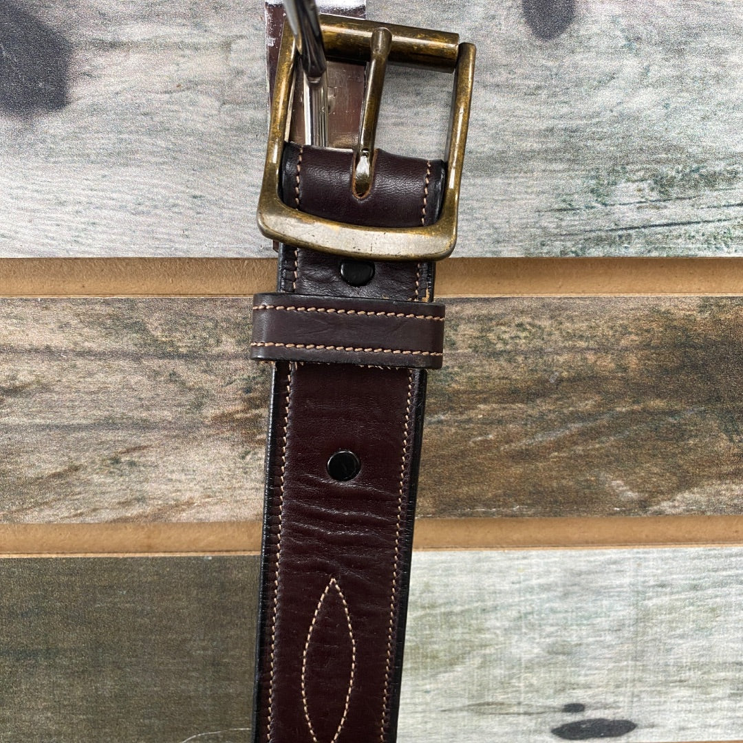 USED Tory Leather Ladies English Leather Belt 34" Brown