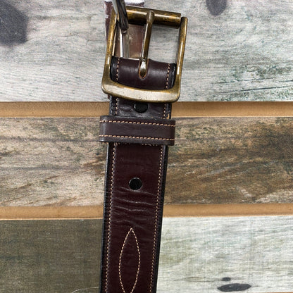 USED Tory Leather Ladies English Leather Belt 34" Brown