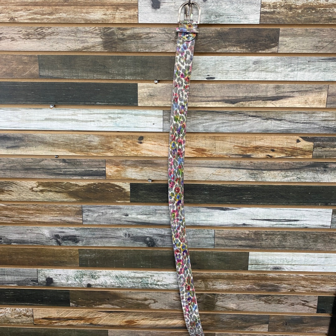 USED Tailored Sportsman Ladies English Belt Floarl Medium Multicolor