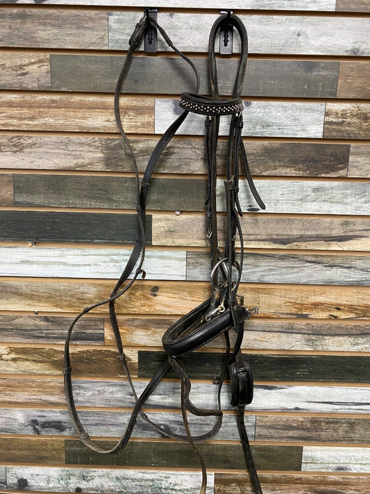USED  Dressage Bridle w/Bling Browband Horse Black