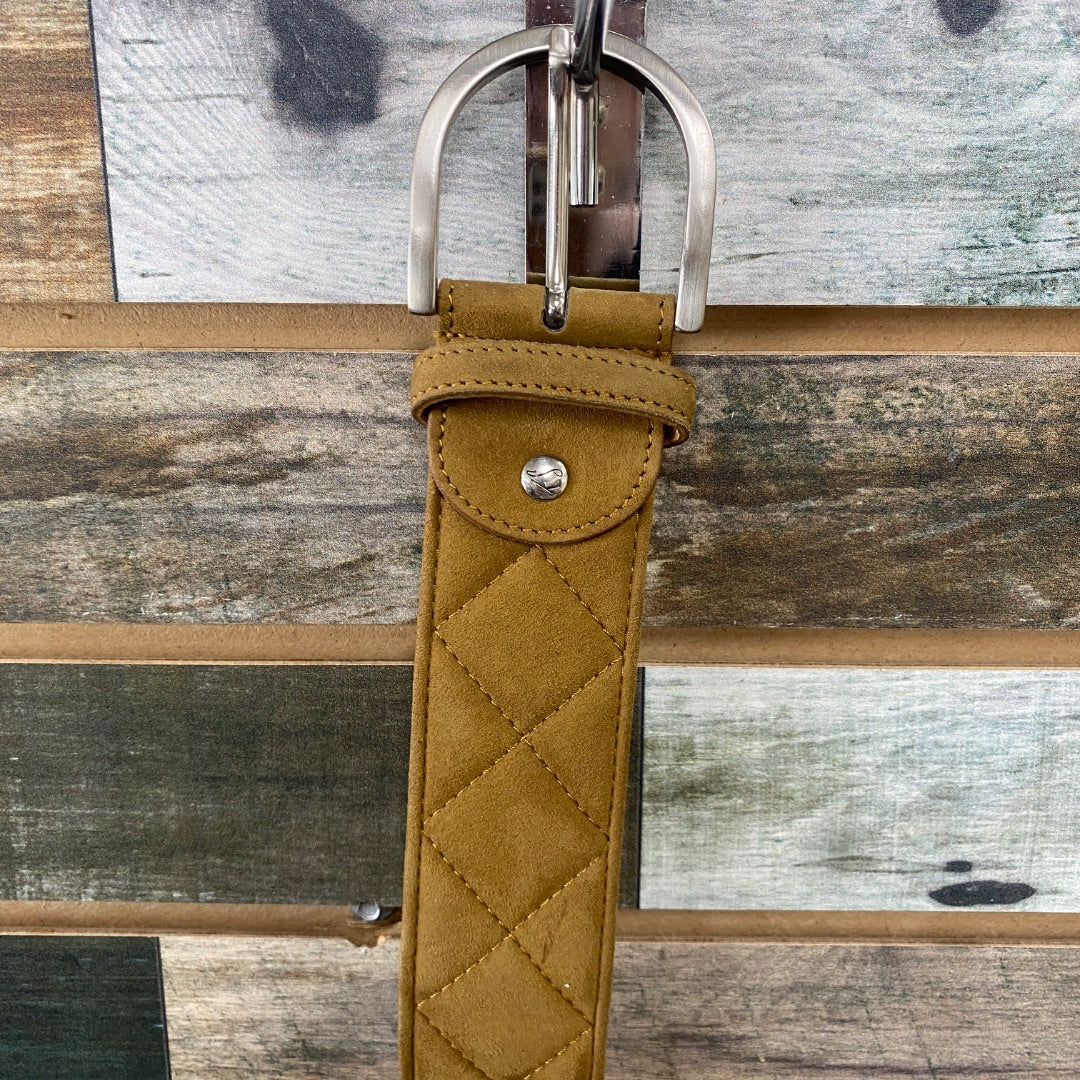 USED Tailored Sportsman Ladies English Belt Quilted C Medium Tan