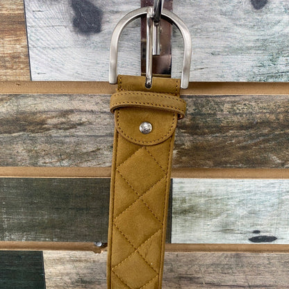 USED Tailored Sportsman Ladies English Belt Quilted C Medium Tan