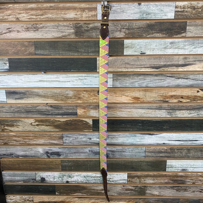 USED Bridle Works Ladies English Belt - Sirrups Ribbon 34" Red/White/Blue
