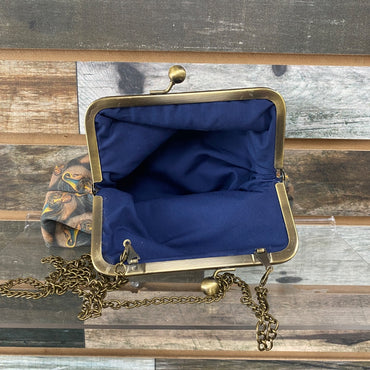USED Golden Horseshoe Equestrian Clutch Purse 8” x 7” Brown