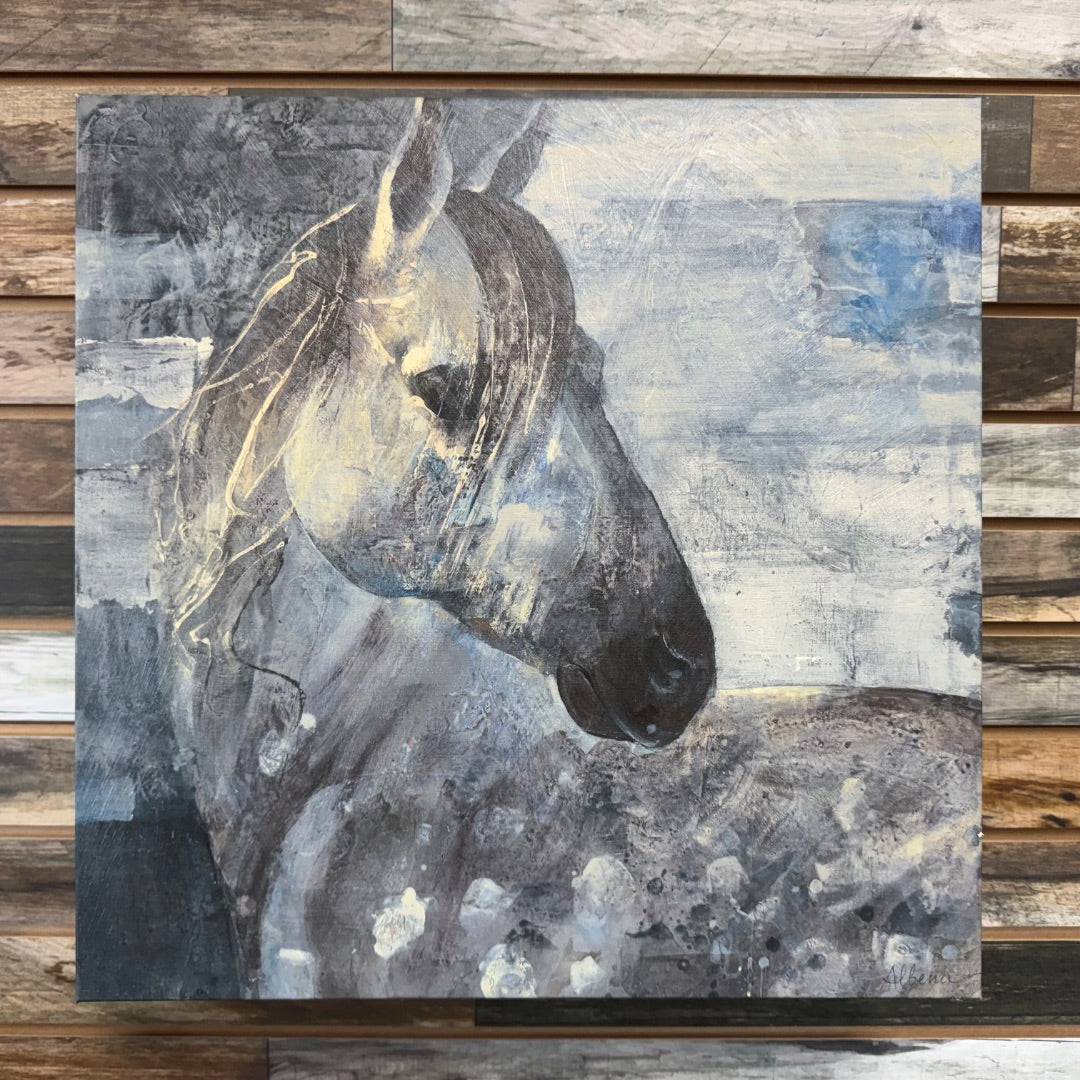 USED  Horse Painting 20”x20” Blue