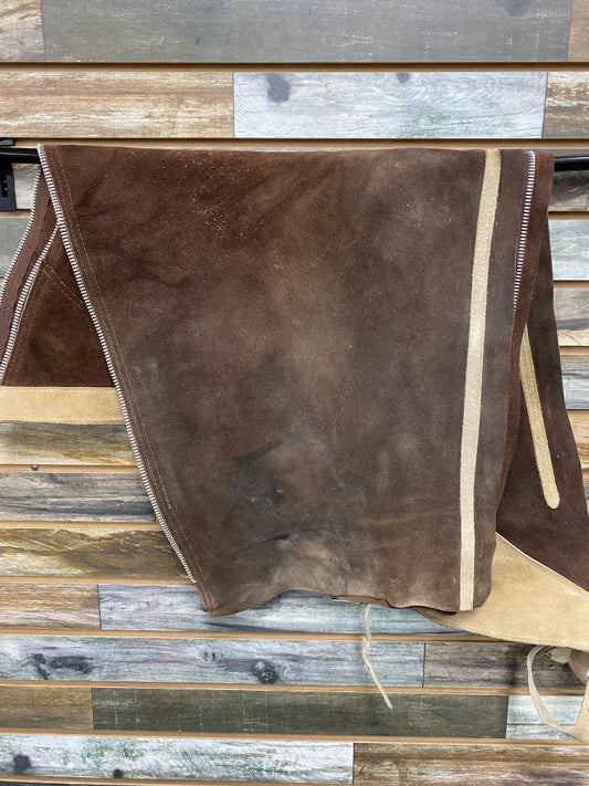 USED  Ladies Western Chaps Medium Brown with Tan Edges