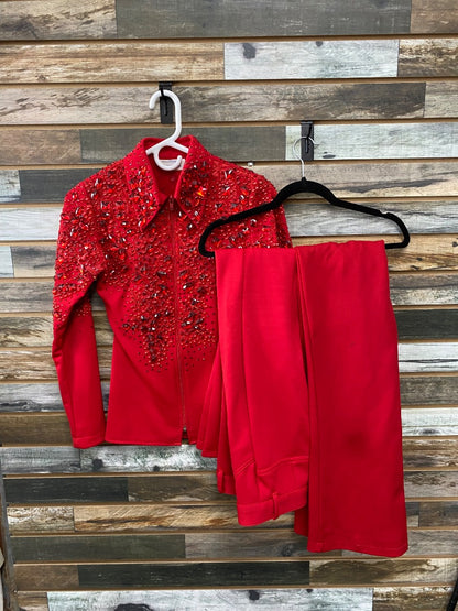 USED Show-Off Designs Youth Western Show Top and Pants Youth X-Small Red