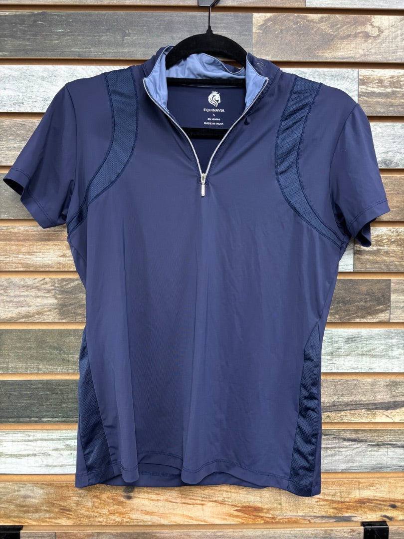 USED Equinavia Short Sleeve Sunshirt Small Navy