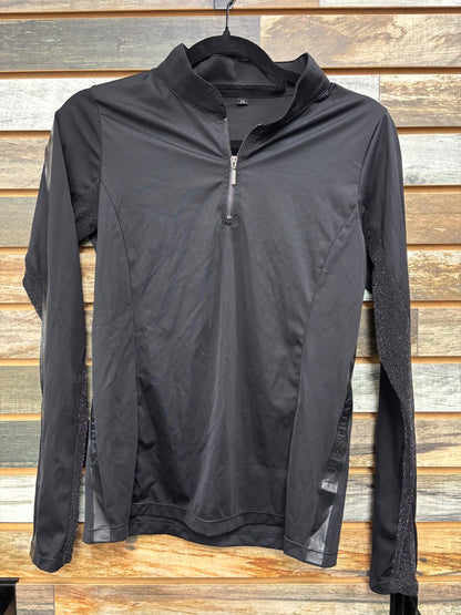 USED Free Ride Long Sleeve Sunshirt Sparkle Sleeves Medium Black