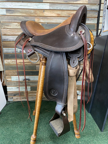 USED Circle Y Grey Forest Trail Saddle 16" Chocolate
