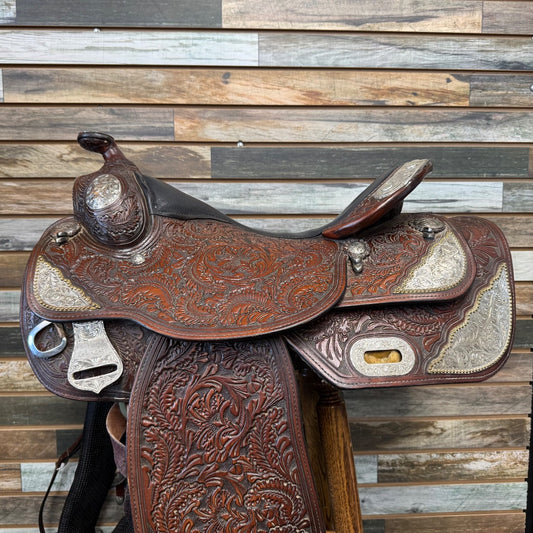 USED  Show Saddle with Matching Breast Collar 16.5" x 20.5" Brown