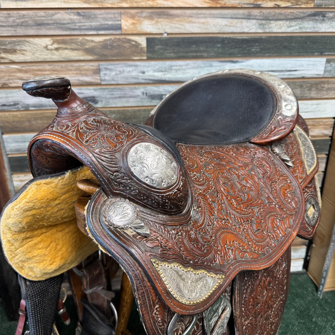 USED  Show Saddle with Matching Breast Collar 16.5" x 20.5" Brown