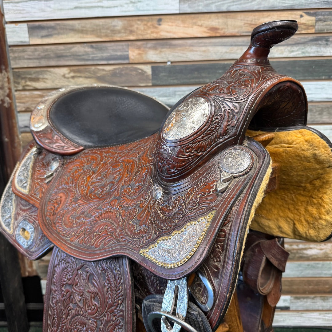 USED  Show Saddle with Matching Breast Collar 16.5" x 20.5" Brown