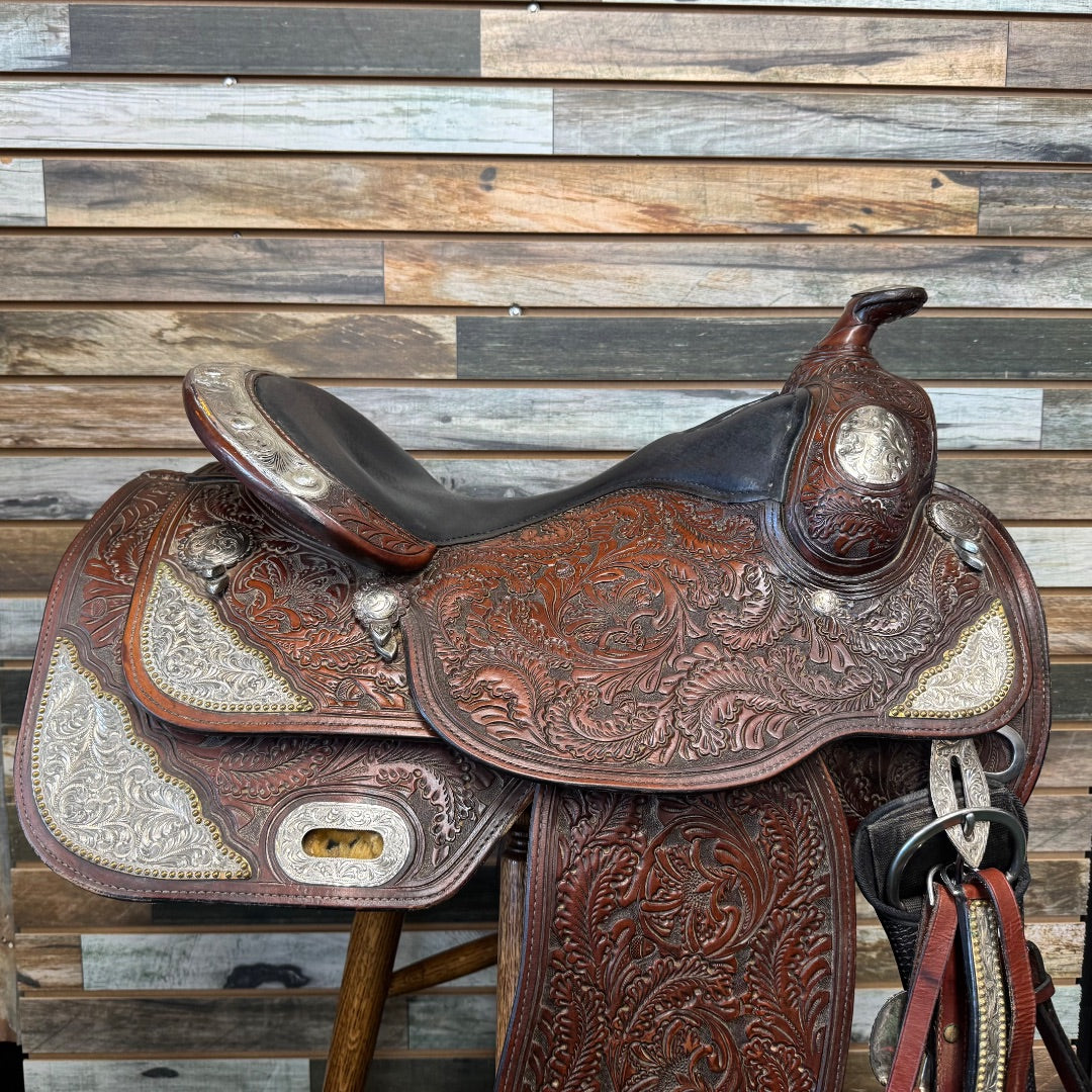 USED  Show Saddle with Matching Breast Collar 16.5" x 20.5" Brown