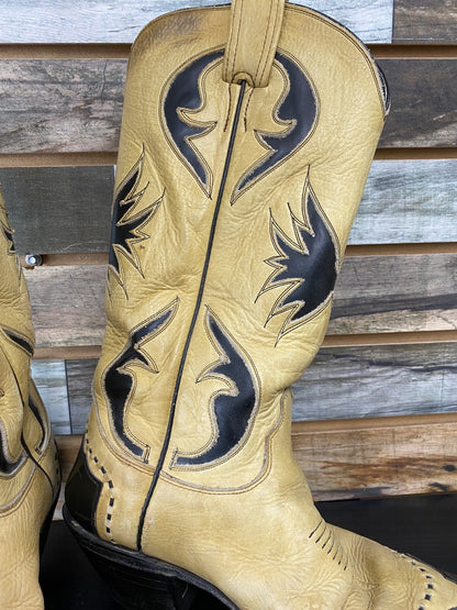 USED Justin Ladies Western Boots 9 1/2 Tan/Black