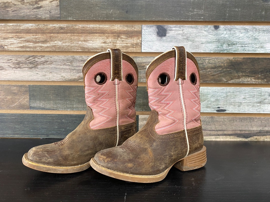 USED Durango Youth Square Toe Western Boots 12M Pink