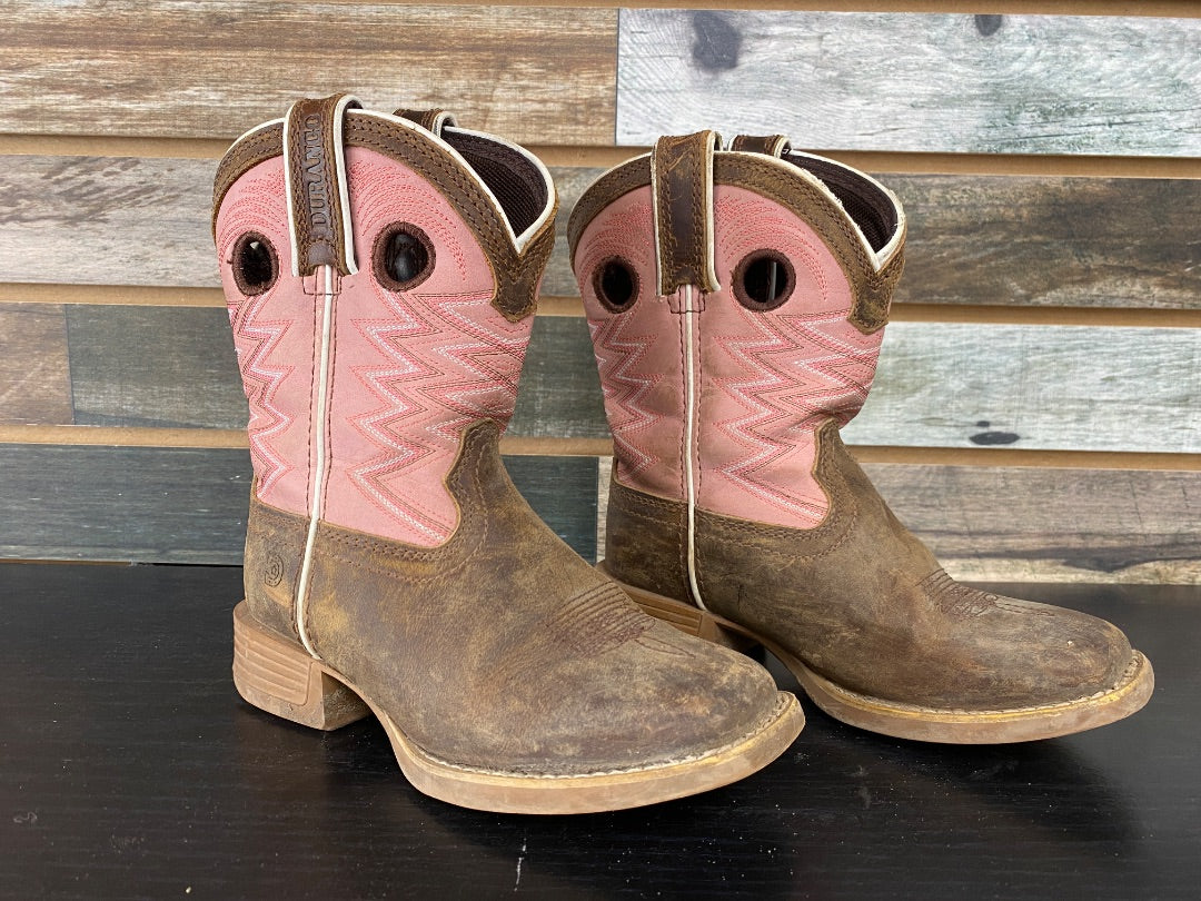 USED Durango Youth Square Toe Western Boots 12M Pink