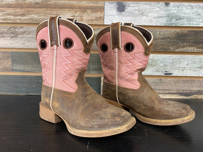 USED Durango Youth Square Toe Western Boots 12M Pink