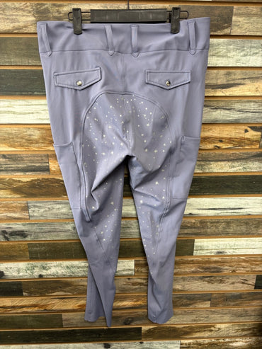 USED Dapplebay Women's Compression Full Seat Riding Breeches Large Lavender Haze